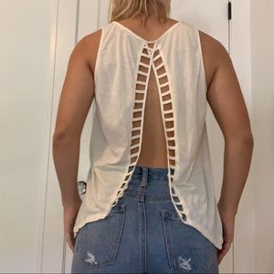 Cream tank top open ladder back